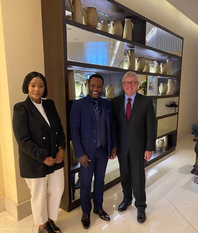Lovemore Ndou with colleagues at a diplomatic reception